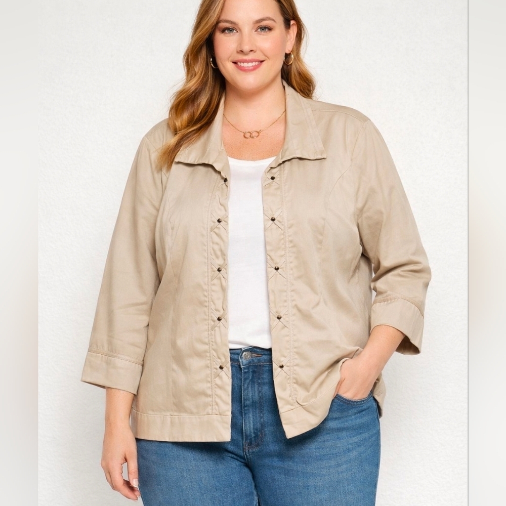 Christopher & Banks Textured Beige Jacket XL Tailored Lightweight Statement